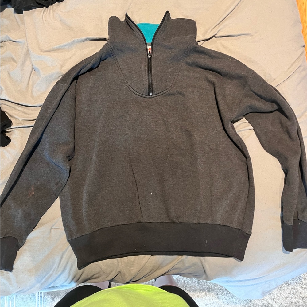 Gray Zip Up Sweater Medium Weight Knit